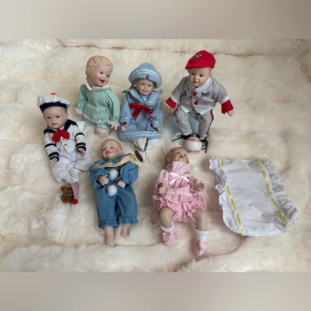 6 Vtg ASHTON DRAKE YOLANDA BELLO Mini Porcelain Dolls PICTURE PERFECT BABIES 6"